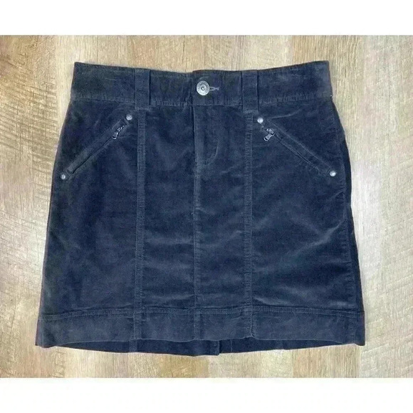 ATHLETA Skirt Womens 4 Roseville Flint Dark Gray Velvet Outdoor Zip Pockets - Picture 3 of 11
